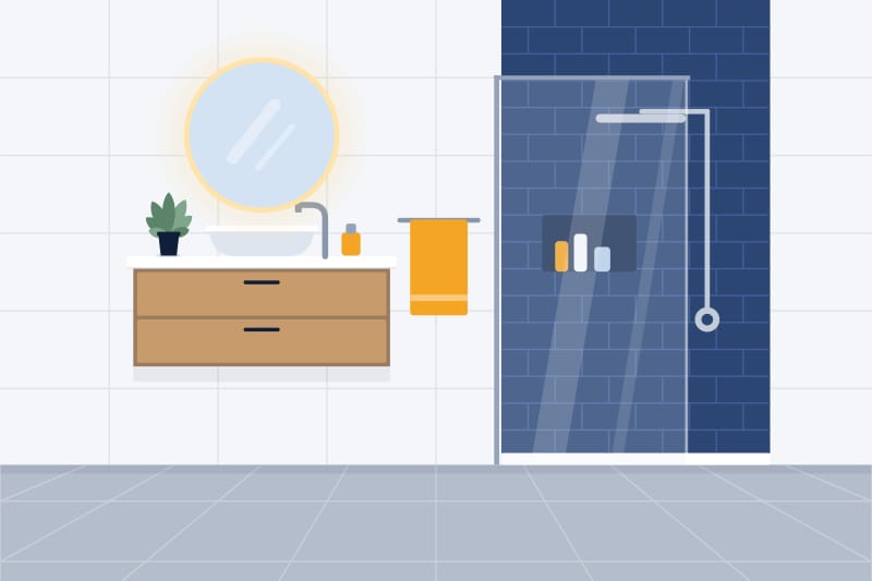 Adım adım yenilenen banyo: seramik duvarlar, duş alanı ve lavabo dolabı